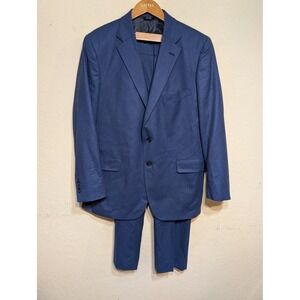 Ben Silver Charleston 46L Mid-Blue Mélange Flannel Suit Vitale Barberis Canonico